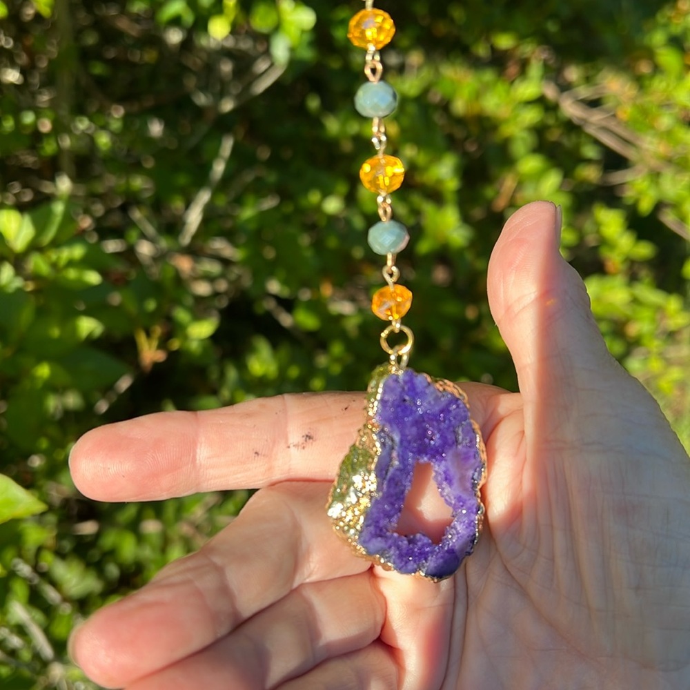 Beaded Suncatcher with Purple Crystal